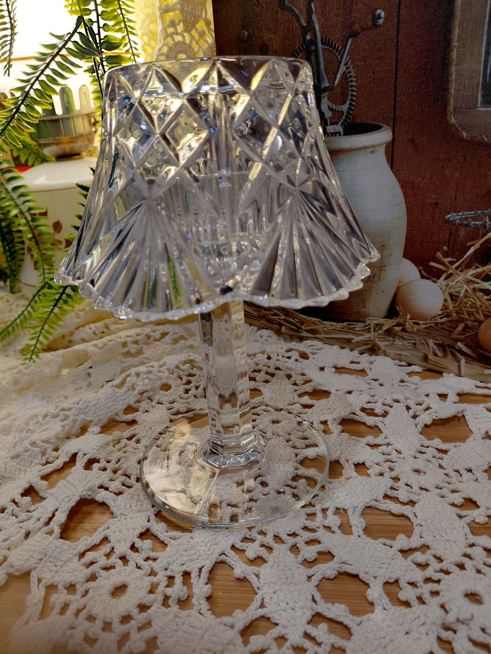 Vintage Shannon Crystal By Godinger Clear Cut Crystal Mini Lamp- Fairy Lamp 2pc